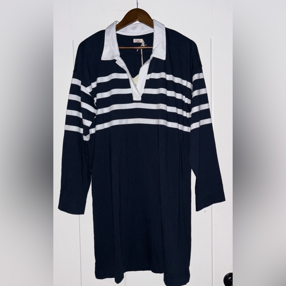 Faherty Jersey Dress Cape May Stripe‎ Size L NEW Preppy Sporty Chic Coastal Cool